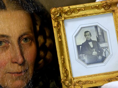 Daguerreotypie von 1843 und Ölporträt der Fotografin Bertha Wehnert-Beckmann