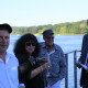 von links: Michael Hirte, Heike Köfer, Herbert Köfer und Thomas Braune (Regierungssprecher) im Gespräch mit Jenny Grebe