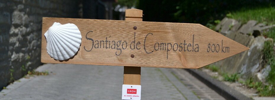 Schild Santiago de Compostela, Foto Andreas Brockmann/pixelio.de
